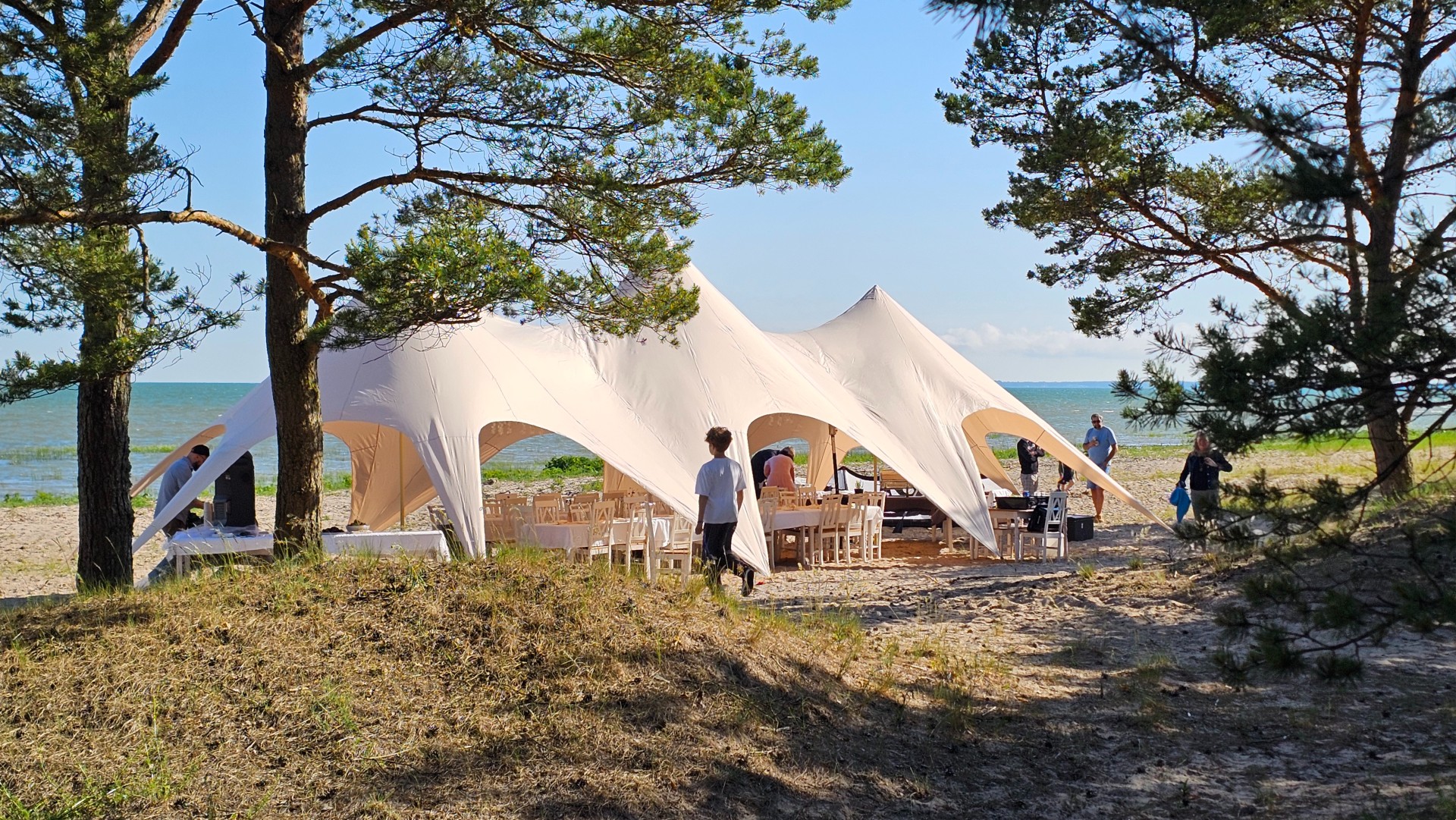 Tent set up for an outdoor event